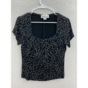 Womens Ronni Nicole by Quida Blouse Medium Black Short Sleeve Sparkly Vintage